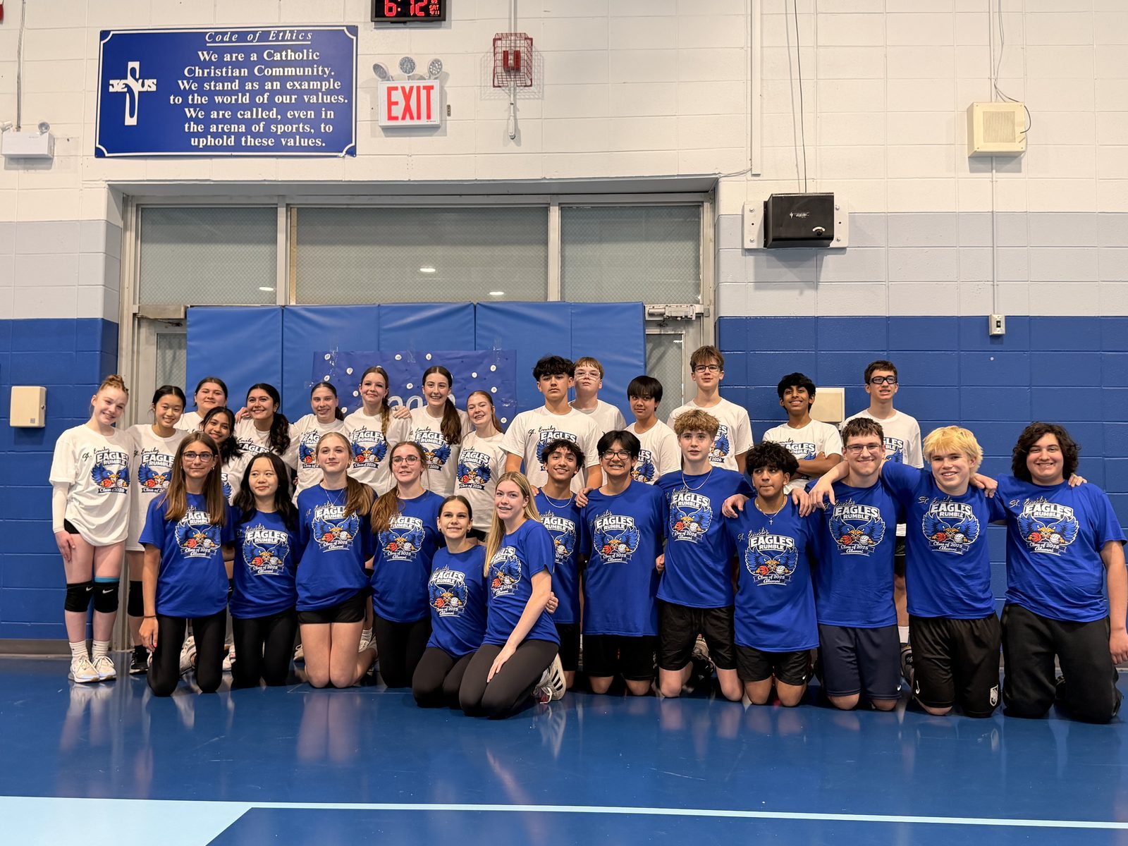 St. Emily Eagles student athletes together in the gym